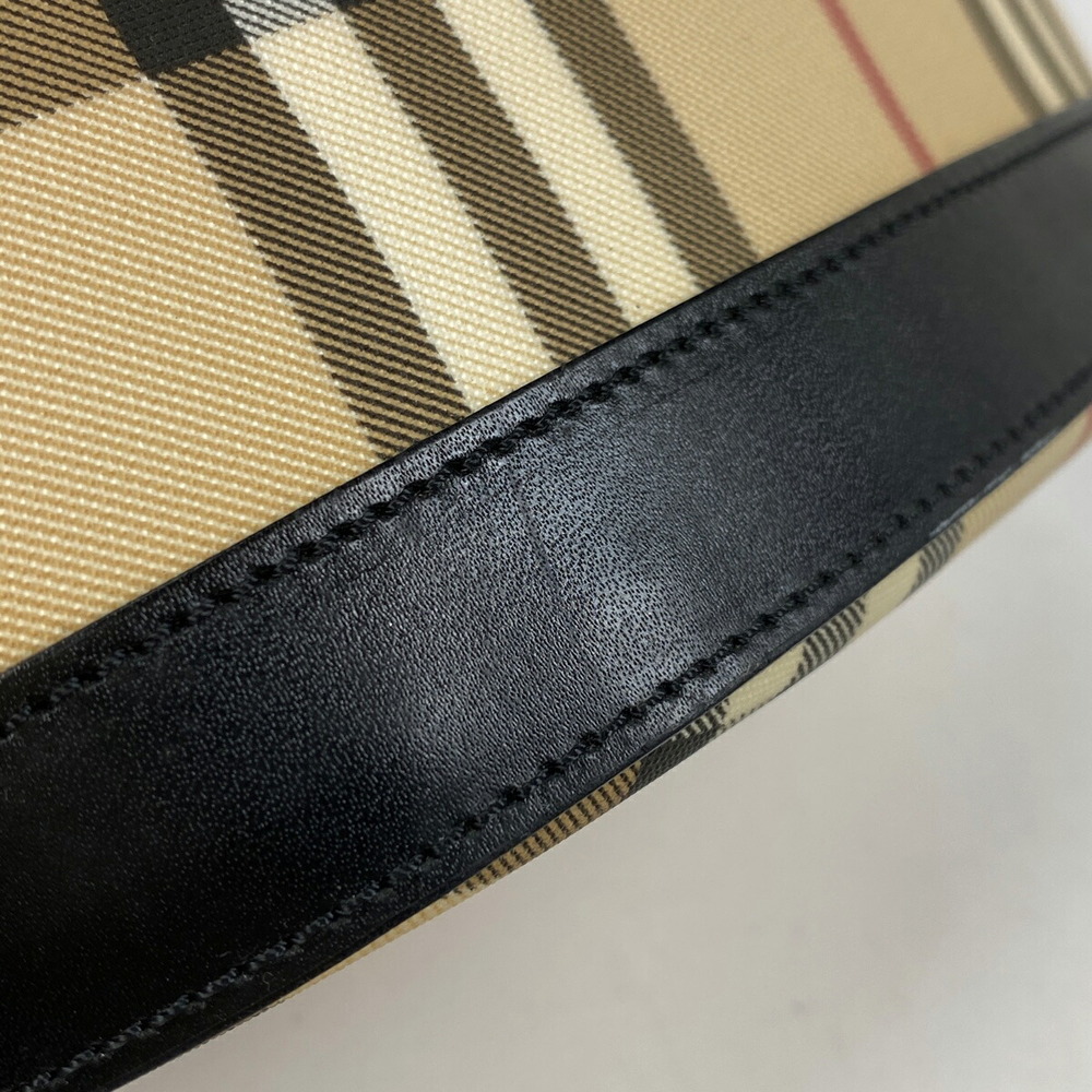 Burberry check handbag tote bag canvas black beige - Picture 3 of 6